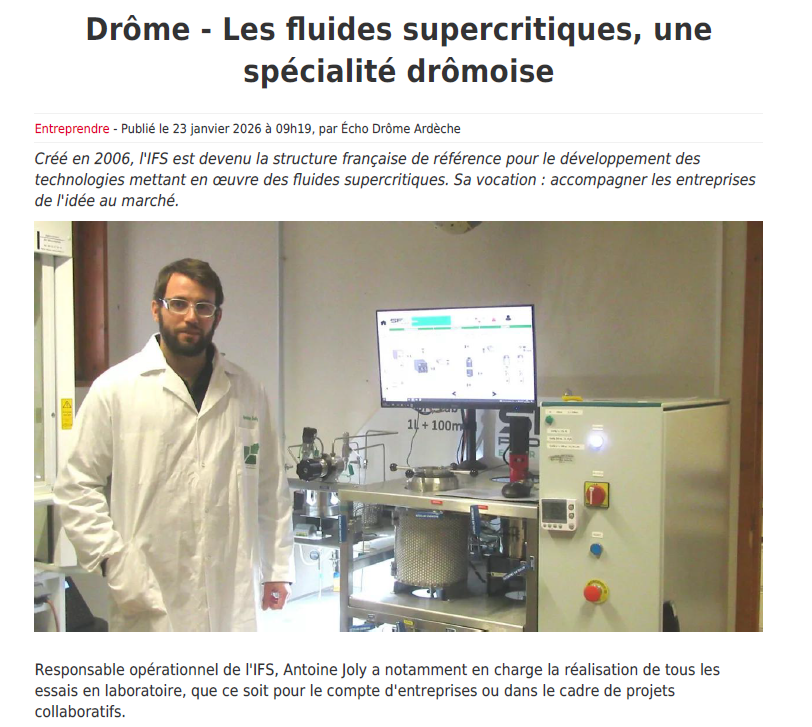 Article de presse Echo Drôme Ardèche sur IFS janvier 2026